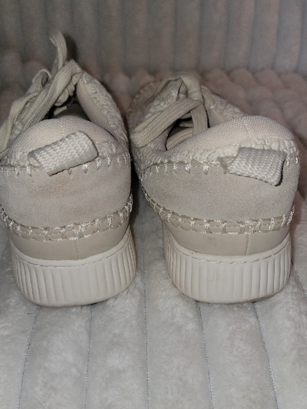 Dolce Vita Cream Knit Lace-Up Women's Sneakers - Picture 5 of 8